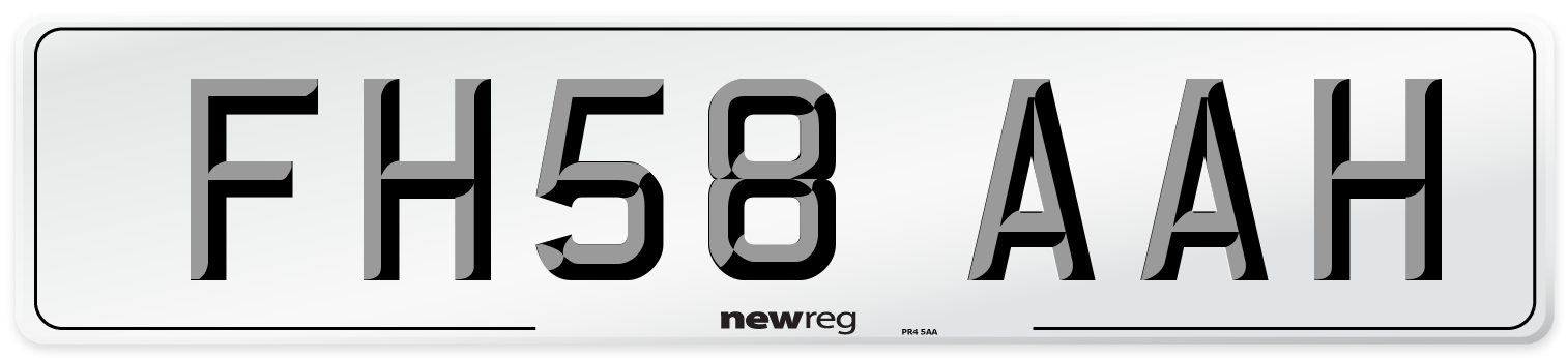 FH58 AAH Number Plate from New Reg